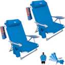 #WEJOY Folding Beach Chair for Adults, 4-Position Aluminum Lightweight Beach Chair, Low Sands Chairs with Shoulder Strap, Cup Holder and Padded Headrest, Supports 265lbs for Lawn count of 2