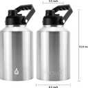 BJPKPK One Gallon(128 oz) Insulated Water Bottle, Dishwasher Safe Stainless Steel Jug, BPA Free Jug with Ergonomic Handle & Anti-slip Bottom, Large Water Bottle,Stainless Steel