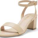 ZURIN Women's Black Low Block Heels, Open Toe Chunky Heeled Sandals with Ankle Strap, Comfortable Dress Pumps Shoes for Wedding Guest Evening Graduation Prom 2.24 inch (6.5)