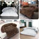 GGIB Calming Dog Bed Fluffy Plush Dog Mat for Furniture Protector with Removable Washable Cover for Medium Dogs and Cats (Medium, Coffee)