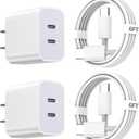 iPhone 15 Charger,Apple Charger Fast Charging,2Pack Dual Port Power Delivery Apple Charging Block,2Pack 6FT USB C to C Fast Charger Cable,USB C Charger for iPhone 15/15 Pro/iPad Pro/iPad Air/Mini