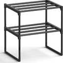 SONGMICS Shoe Rack, 2-Tier Shoe Organizer, Metal Storage Shelf, Upright or Upside Down, for 3-6 Pairs, Stackable, for Entryway, 11.8 x 16.7 x 14.8 Inches, Black ULSA002B01