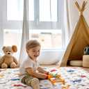 Odorless Premium Foam Baby Play Mat 59" x 59", Soft Microfiber Fabric Crawling Mat for Floor- Comfortable and Hypoallergenic, Non-Slip Cushioned Floor Playpen mat for Infants,Babies,Toddlers