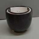 LE TAUCI Ceramic Plant Pots, 5.1 + 6.4 Inch Footed Pots for Plants, Modern Flower Pots for Home and Office, Indoor Planters with Drainage, Reactive Glaze Black