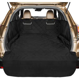 Veckle SUV Cargo Liner for Dogs, Water Resistant Dog Trunk Cover with Side Flap Protector 2 Large Pockets Pet Seat Cover for SUV Sedans Vans with Bumper Flap, Non-Slip, Large Universal Fit, Black