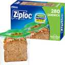 Ziploc Sandwich and Snack Bags with EasyGuide Texture, Plastic Storage Bags with Grip 'n Seal Technology, 280 Bags Total (280 Count)