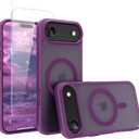 Magnetic for iPhone 17 Air Phone Case, [Compatible with MagSafe], Screen Protector X1, [Military Grade Drop Protection],Matte Finish,Slim,Shockproof,Protective (Deep Purple, iPhone 17 AIR)
