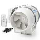 Voltset 4" Inch Inline Exhaust Fan with Remote Control, 280 CFM High Efficiency Air Flow for Bathroom, Kitchen, Grow Tent, Hydroponics, 3D Printer