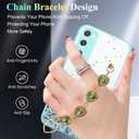 for (164.2mm) Samsung Galaxy A03s Case Clear Glitter Silicone, Shockproof Phone Case Samsung A03s Case with Chain Strap Bracelet for Women Aesthetic Slim Cover Pink Cute (Green)