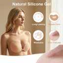 2 Pairs Strapless Sticky Bra with 1Silicone Nipple Covers and 5 Pairs Non-Woven Nipple Covers, Adhesive Bra Push up, Adhesive Strapless Bras, for Backless Dresses Black, Nude