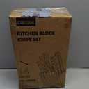 CAROTE 14 Pieces Knife Set with Block, Forged, High Carbon Stainless Steel Sharp Blade Block Knife Set, Dishwasher Safe Cutlery, Cream