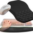 2-in-1 Ergonomic Set, Wave Keyboard Wrist Rest and Massage Slope Mouse Pad Wrist Support, Rebound Memory Foam for Relieve Carpal Tunnel Syndrome and Wrist Pain (Black)