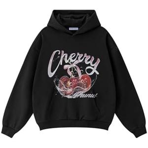 Aelfric Eden Graphic Hoodies Cherry Print Hoodie Long Sleeve Oversized Hooded Pullover Sweatshirt 2025 Trendy Tops Outfits M