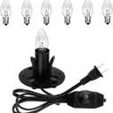 Venforze Himalayan Salt Lamp Cord Replacement with Dimmer Switch and E12 Halogen Salt Lamp Bulbs(6-Pack), 5 Feet Salt Lamps Cords with Base Assembly (Size B1)