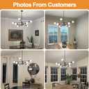 10.9"-52.3" Height Adjustable Modern Chandelier Ceiling Light Fixture, 8-Light Sputnik Chandeliers Brown and Gold Mid Century Chandelier Over Table, Chandeliers for Dining Room (Bulbs Not Included)