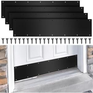 Door Kick Plate with Black Screws Thickness Satin Aluminum Door Push Plate Polished Metal Kickplate for Protection, Black Color(4 Pcs,6" x 30")