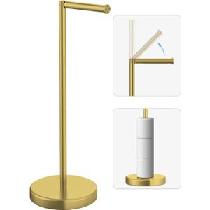 Brushed Gold Toilet Paper Holder Stand, Freestanding Toilet Paper Holder for Bathroom, 304 Stainless Steel Rustproof Tissue Roll Holder Storage for 4 Rolls(Fits All Rolls)