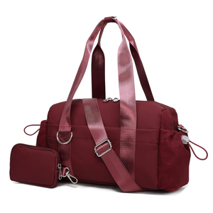 ERTUNA Everyday Mini Gym Bag for Women 2.0, Small Tote with Zipper Compartment Waterproof Travel Duffle Cute Handbag Workout Carry On with Removeable Shoulder Strap & Coin Wallet Easy to CleanWine