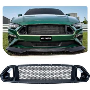 WildWell Mustang Grill For Ford Mustang 2018-2023 Front Upper Hood Grill Mesh Style Black