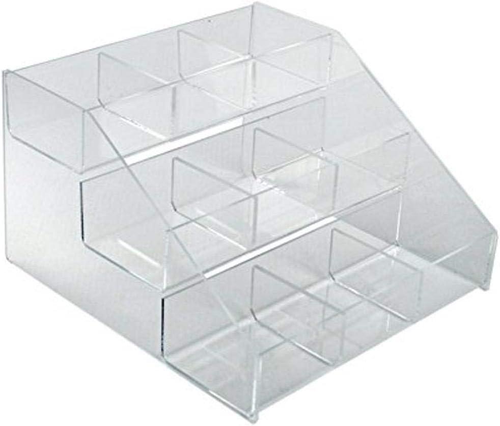 Azar Displays 326039 Three-Tier Counter with 9-Compartment Counter Step Display, 12" W x 11.75" D x 7.125" H
