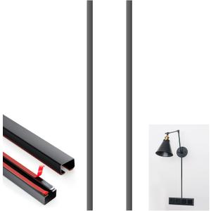 Zonon 2 Pack 30" Long Metal Cord Cover Self-Adhesive Brushed Lamp Cable Raceway Wire Hider for Wall Cable Home Office Kitchen(Black)