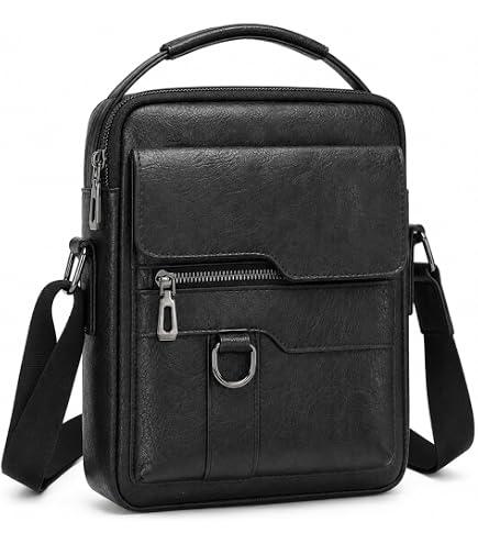 Small Crossbody Bag, Mens Shoulder Bag, Vintage leather Bag Office Business for Men, Handbag Purse Zipper