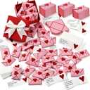100 Set Mini Love Notes with Envelopes Valentine's Day Gift for Him Her Love Letters Long Distance Relationship Gift Mini Cards Notes for Couple Husband Wife Anniversary(Heart,Pink)