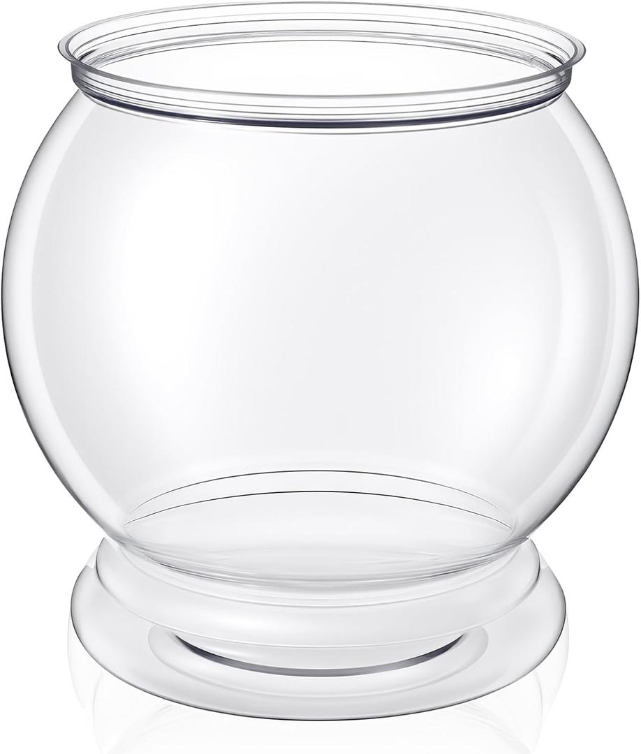 Mini Plastic Fish Bowl, 38 Oz Decorative Small Fishbowl, Round Plastic Fish Tank, Unbreakable Aquarium Fish-Bowls for Party Decorations, Centerpiece Vases, Hydroponic Planter and Home Decorations