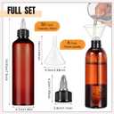 Barydat 6 Pcs 8 oz Squeeze Bottle Twist Top Applicator Empty Hair Oiling Bottle with Funnels Refillable Plastic Liquid Containers for Liquid Hair Oil Shampoo Lotion (Amber)