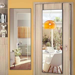 Hasipu Door Mirror Full Length, 51 x 16 Inch Full Body Wall Mirror Over The Door Hanging Mirror for Bedroom, Living Room, Cloakroom (Black)