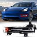 Front Fog Light Driver Side Left Side Compatible with Tesla Model 3 2017-2023 Model Y 2019-2024, LED Daytime Running Light DRL Assembly Replacement for 1077391-00-E 1077392-00-F