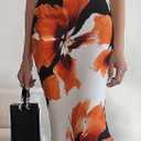 HVT Women's 2026 Summer Halter Neck Floral Print Maxi Dress Wedding Guest Party Sleeveless Bodycon Long Dresses (M)