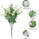 HyeFlora 20 Bundles Artificial Fake Outdoor Plants Flowers for Spring Decoration, UV Resistant Realistic White Plastic Flowers Faux Plant Monkey Grass for Planter Home Garden Porch Patio Window Box