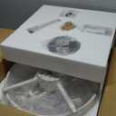 YMKSKJ 20" White Fandelier Ceiling Fans with Lights, Boho Rattan Ceiling Fan with Light Remote Control, Caged Mid-Century Modern with 6 Speeds for Bedroom, Nursery, Living Room