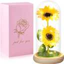 Birthday Gifts for Women Mothers Day Sunflower Gifts for Mom from Daughter, Mom Gifts for Women Sister Grandma Wife Teacher Friends Female,Mothers Day Flowers Gifts,Sunflowers Decor in Glass Dome