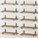 Floating Wall Shelves, Set of 10, Rustic Wood Wall Decor, Farmhouse Wall Mounted Shelves for Bedroom, Living Room, Kitchen and Bathroom