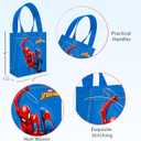 Spiderman Party Favor Bags Set 12 Pack 8" Marvel Party Goodie Bags for Kids Bulk Reusable Mini Totes | Spiderman Birthday Party Supplies