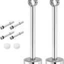 uxcell 2 Set 9.84inch Ceiling Mount Bracket Fit 1.02inch Pipe, Stainless Steel Curtain Rod Holder Closet Rod Holders for Wardrobe Bathroom Curtain Pipe, Silver
