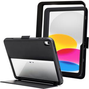 ZAGG Denali iPad 10.9-Inch Case - Ultra-Durable, Eco-Friendly, Drop-Resistant with Snap-On Screen Protector & Infinity Angle Stand, Compatible with 10th Gen, Black