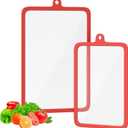 Freshmage 2Pcs Tempered Glass Cutting Boards for Kitchen, Glass Cutting Board Set (15"x10" & 12"x8") with Non-Slip Silicone Edges and Hanging Hole, Clear Cutting Board for Countertop & Chopping