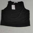 REORIA Butsmooth Women's Sleeveless Halter Neck Double Lined Casual Basic Crop Tank Tops (Medium, Black)