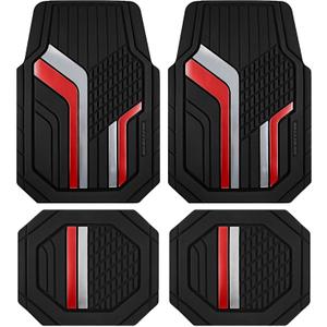 Skechers Heavy Duty Rubber Car Floor Mats,Dual Color Design Floor Mats,All Weather Car Mats,Waterproof Trim to Fit Universal Floor Liner Car Accessories,Automotive Floor Mats for Cars Trucks Suvs,Red