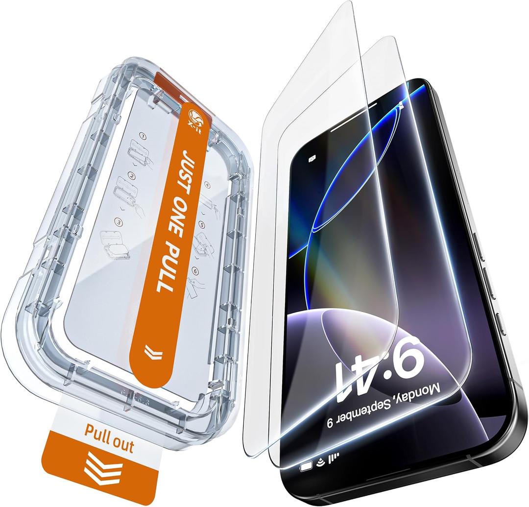 X-it 2 Pack Screen Protector for iPhone 17 Pro 6.3" with Auto-Alignment Kit, Anti-Reflective, Auto Dust Removal, Scratch, Shatter & Drop Resistance, Tempered Glass Full Edge Coverage, Case Friendly