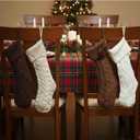 Shyyween 4 Pack Cable Knit Christmas Stockings 18 Inch Farmhouse Large Rustic Neutral Knitted Stockings Ornaments Hanging Xmas Decorations for Family Holiday Party Decor(Elegant Style)
