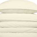 Cosy House Collection 100% Rayon Derived from Bamboo Duvet Cover Set - Cooling, Breathable, Soft & Smooth Weave Set with Shams (King/Cal King, Cream)
