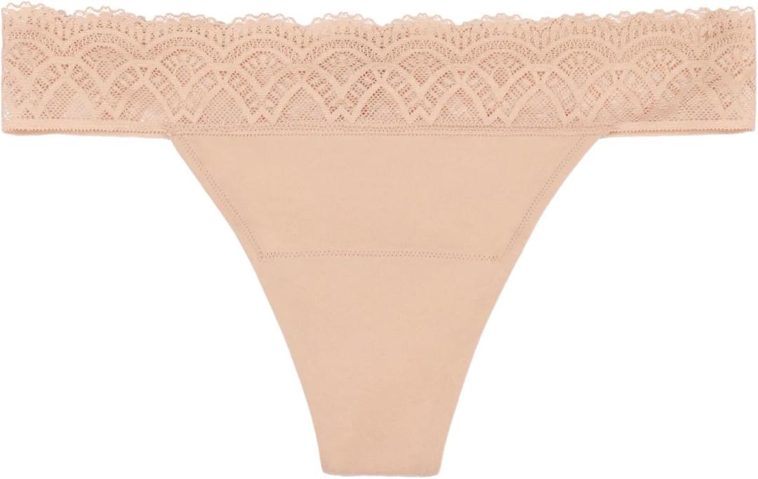 Thong Underwear, Holds up to 100ml or 6tbps or 1/4 Cup Worth of Liquid*, Lightest Absorbency Incontinence Underwear for Women, FSA HSA Approved Feminine Care, Beige, Large