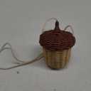 Rattan Woven Basket Bags: 1Pc Acorn Shaped Basket Purse Wicker Straw Purse Rattan Bag Handwoven Crossbody Bag, Mushroom Basket Acorn Bag Wicker Basket for Girls Women Little Red Riding Hood Basket