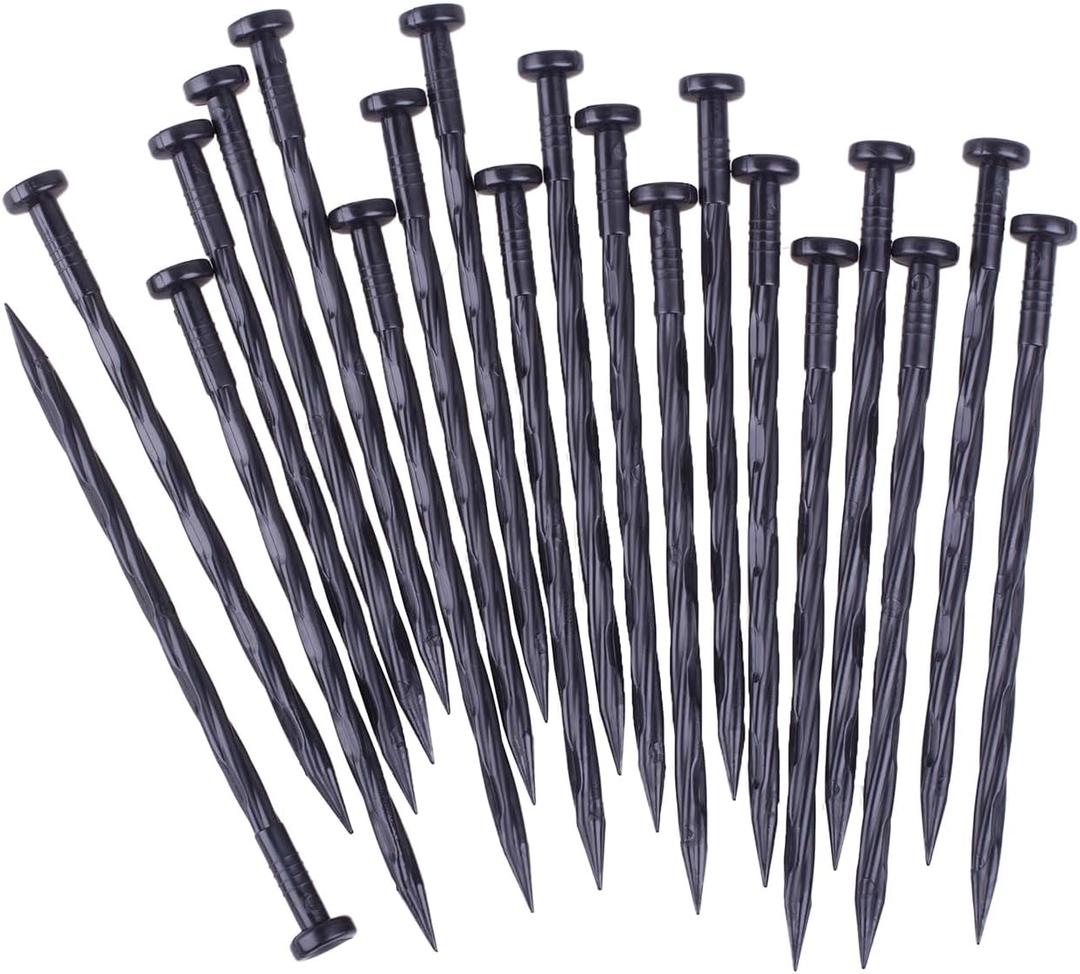 50PCS Landscape Anchoring Spikes, 8 Inch Spiral Plastic Landscape Spikes for Garden Lawn Yard, Paver, Weed Barrier, Artificial Turf