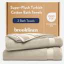 Brooklinen Super-Plush Turkish Cotton Bath Towels, Stone Beige, Bath Towel 2-Pack