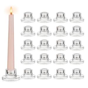 Glasseam Glass Tapered Candlestick Holders: 20Pcs Small Taper Candle Holders Bulk Short Candle Stick Candle Holder Clear Modern Candle Holder for Table Centerpiece Wedding Christmas Dining Party Decor